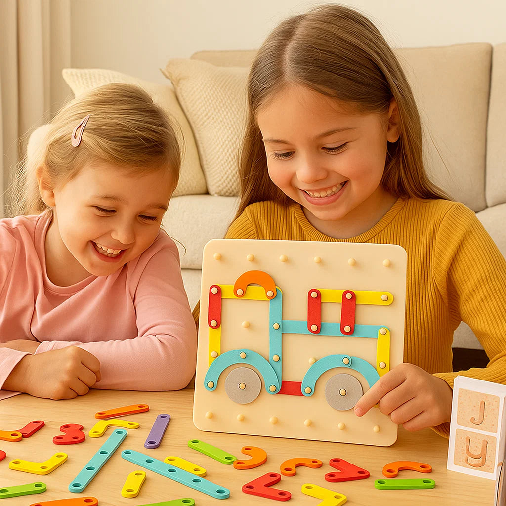 Montessori pladepuslespil til børn ⎜ Kreativt formgenkendelseslegetøj med bogstaver og tal til tidlig læring