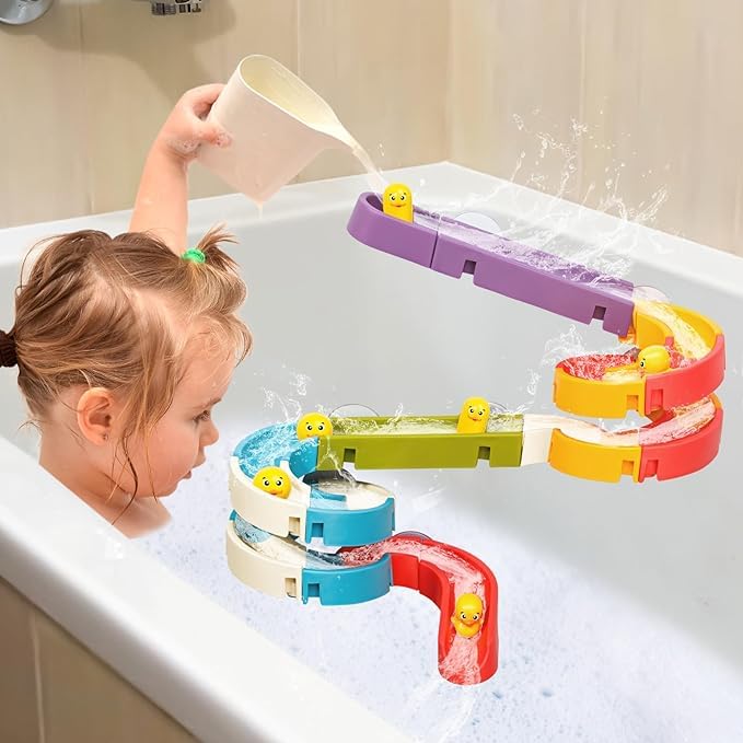 Badelegetøj med vandrutsjebane til småbørn | DIY-bane Med sugekopper og rullende ænder til sjov badeleg