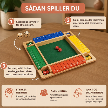 Shut the Box-familiespil – sæt til fire spillere