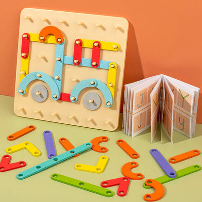 Montessori pladepuslespil til børn ⎜ Kreativt formgenkendelseslegetøj med bogstaver og tal til tidlig læring
