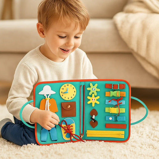 Montessori aktivitetsbræt til småbørn ⎜ Filta aktivitetsbog til læring af tal, bogstaver og motoriske færdighede