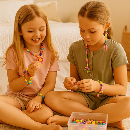 Børnesæt med pop-perler | Farverigt DIY-smykkesæt til kreativ leg og udvikling af finmotorik