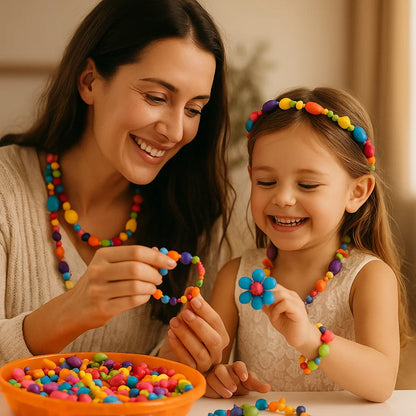 Børnesæt med pop-perler | Farverigt DIY-smykkesæt til kreativ leg og udvikling af finmotorik