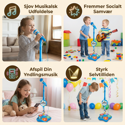 Karaokesæt til børn med mikrofon & stativ – Musikalsk læringslegetøj