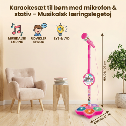Karaokesæt til børn med mikrofon & stativ – Musikalsk læringslegetøj