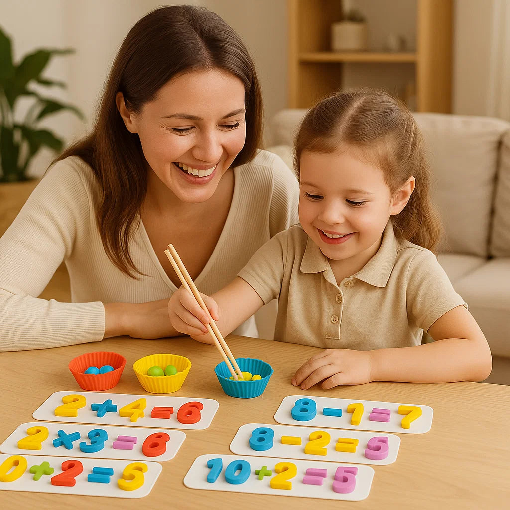 Montessori-matematikpuslespil Til børn | Pædagogisk perle-matchningsspil til talgenkendelse og tællefærdigheder